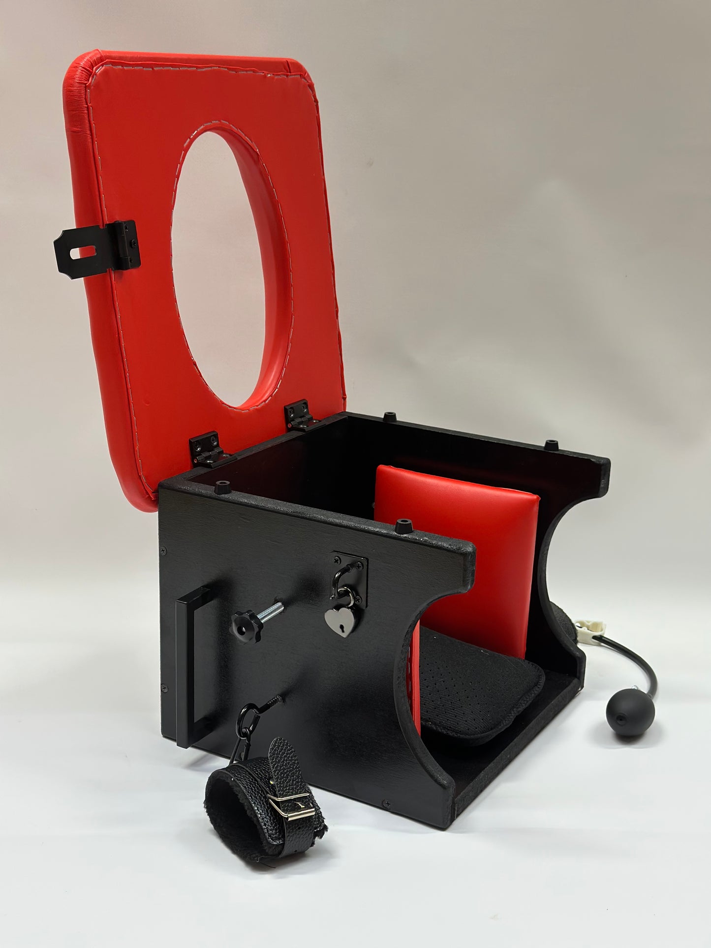 Black - Red Luxury Queening Chair – Ultimate Comfort & Control, BDSM Smotherbox Femdom Domination Premium and affordable Fetish Furniture BDSM Furniture