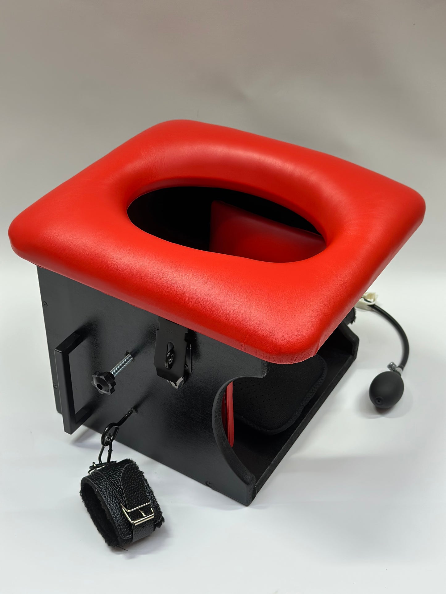 Black - Red Luxury Queening Chair – Ultimate Comfort & Control, BDSM Smotherbox Femdom Domination Premium and affordable Fetish Furniture BDSM Furniture