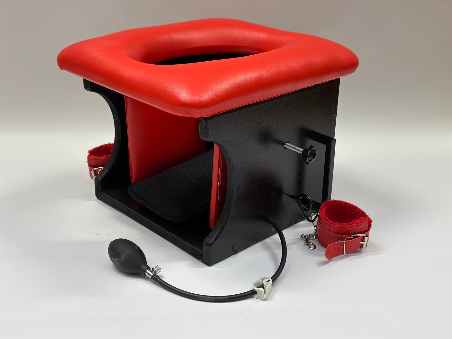 Black - Red Luxury Queening Chair – Ultimate Comfort & Control, BDSM Smotherbox Femdom Domination Premium and affordable Fetish Furniture BDSM Furniture